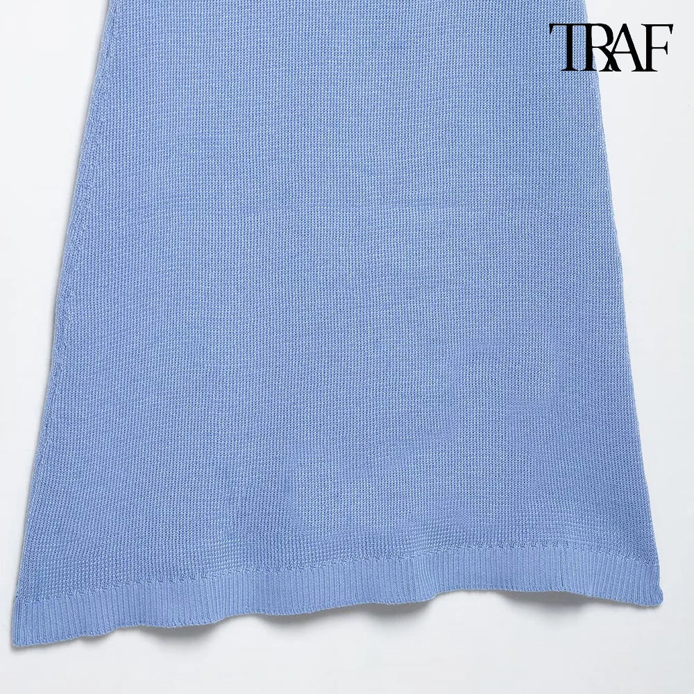 French Chic Solid Color Round Neck Mini Dress For Women