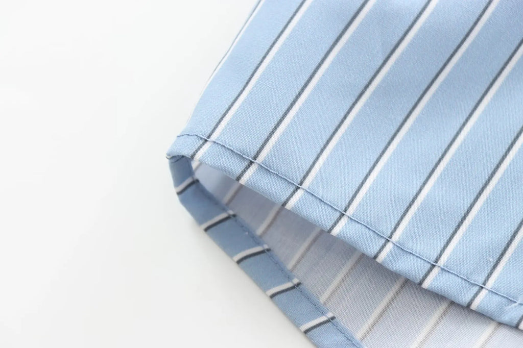 Women's Casual Striped Long Sleeve Short Shirt Simple Versatile Fashion Top