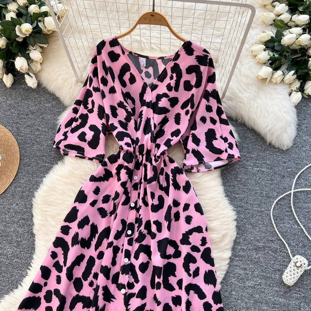 Ruched V Neck Office Dress Long Sleeve For Women Red