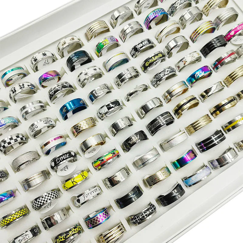 20 Pieces Mixed Style Stainless Steel Finger Rings for Women and Men Fashion Party Jewelry