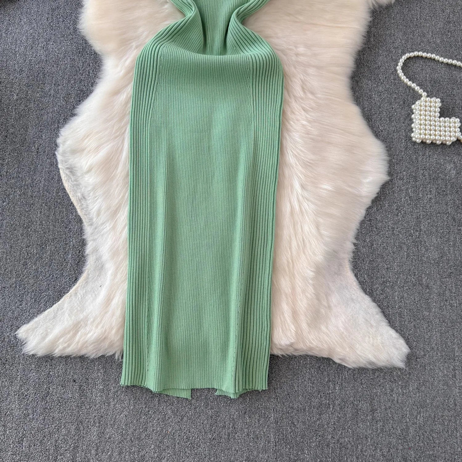 One Shoulder Bodycon Dress For Women Knitted Black Sundress