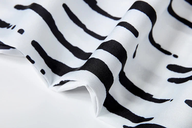 Fashion Printed Loose Long Sleeve Shirt and Straight Leg Pants Set for Women