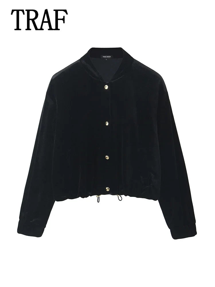 Women's Fashion Velvet Trouser Set with Wide Leg Pants and Long Sleeve Coat Top for Stylish Streetwear Outfit