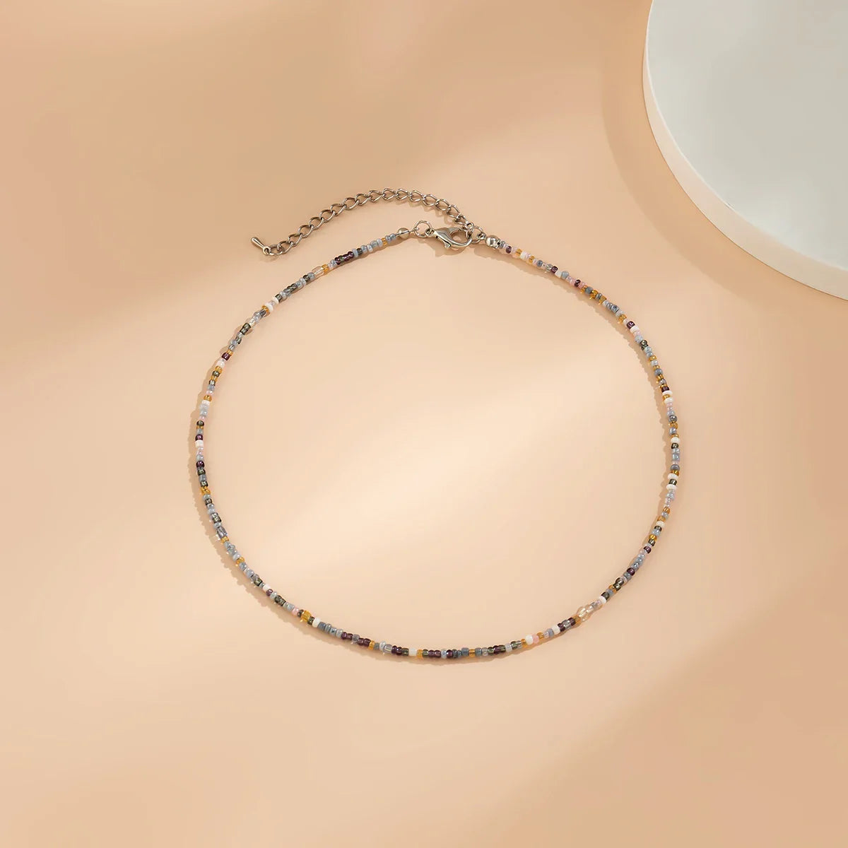 Bohemian Multicolored Acrylic Seed Beads Necklace Handmade Short Choker for Women Stylish Party Jewelry