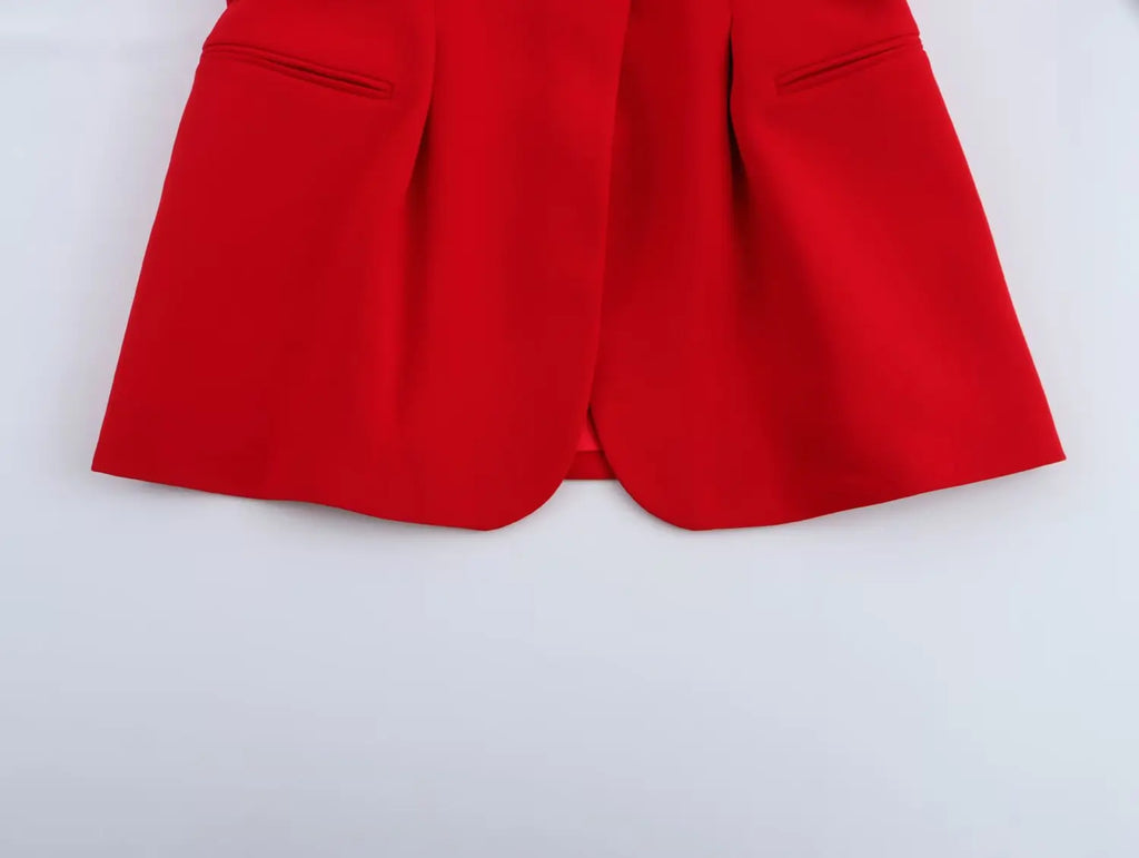 Women's Belted V-neck Vest Top with Shoulder Pads and Pockets Paired with Flared Pants for Casual Spring Summer Chic Look