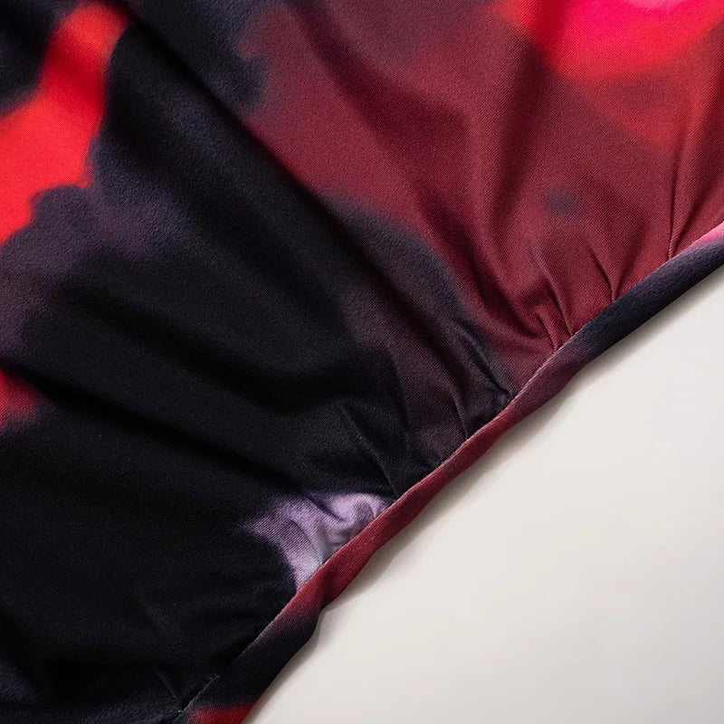 Tie Dye Strapless Backless Bodycon Mini Dress for Party