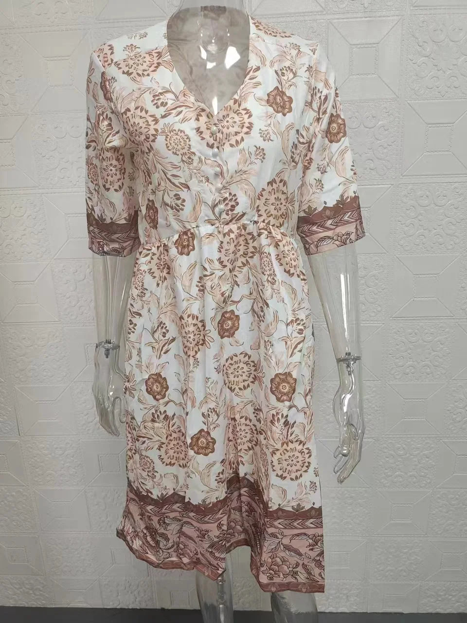 Loose Floral Print Elegant V Neck Dress For Women Everyday