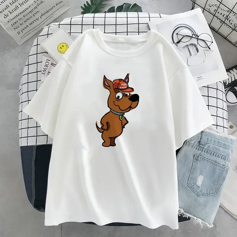 Kawaii Little Bear Print Oversized T-Shirt for Women Short Sleeve Summer Anime Style