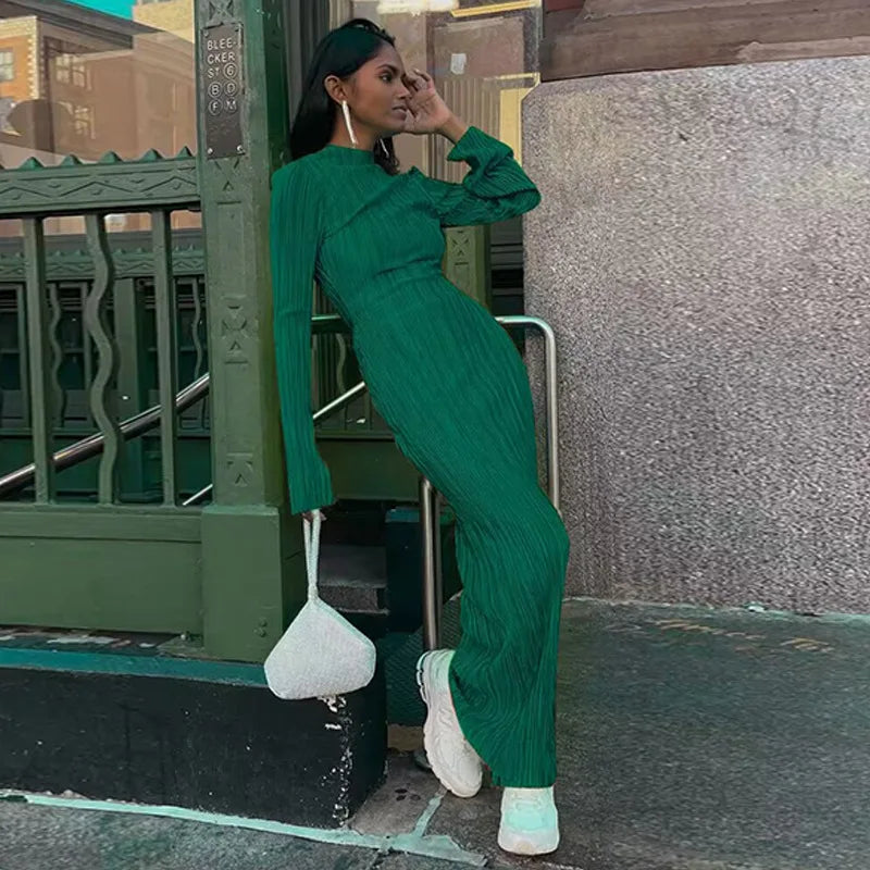 Women Long Sleeve Bodycon Black Dress for Autumn Winter