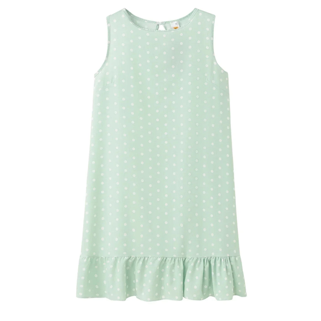 Polka Dot Dress Ruffled Sleeveless Women Round Neck