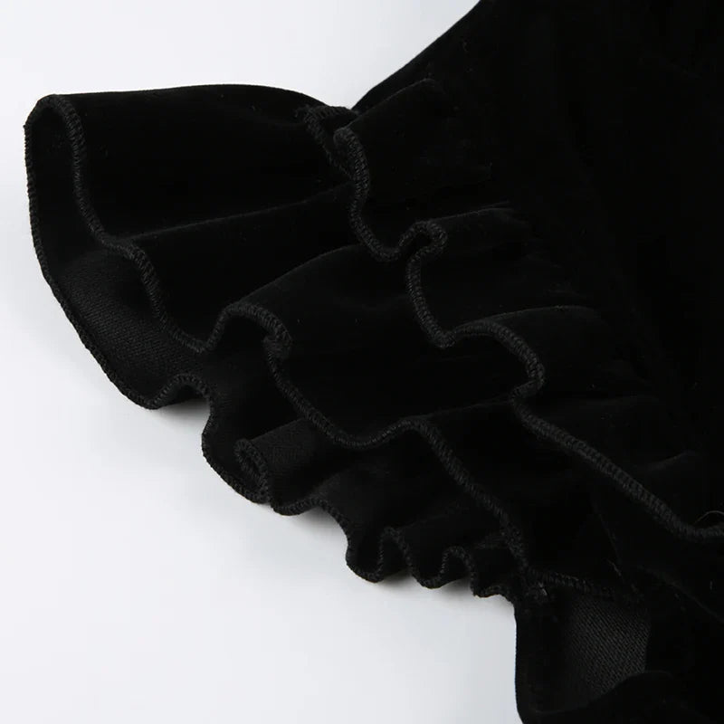 Black Velvet Mini Dress Sleeveless A Line Party Dress