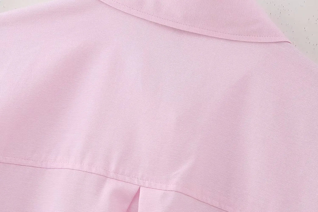 Elegant Patchwork Blouse for Women Long Sleeve Single Breasted Lapel Shirt Chic Short Top