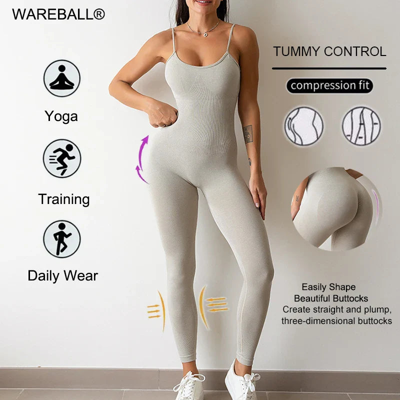 Sport Studio Women's Solid Color Slim Fit Bodysuit Jumpsuit Sexy Unitard with Adjustable Straps Lightweight Breathable Workout Set Activewear