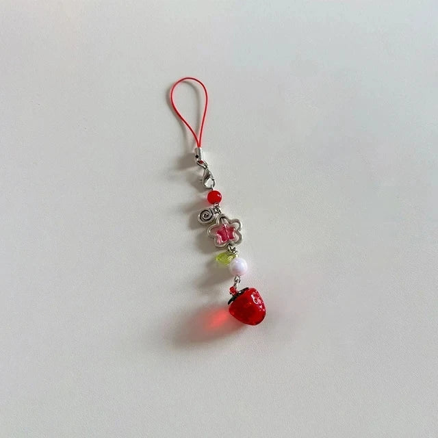 Lightweight Cute Strawberry Keychain Lanyard Cellphone Charm for Girls Aesthetic Jewelry