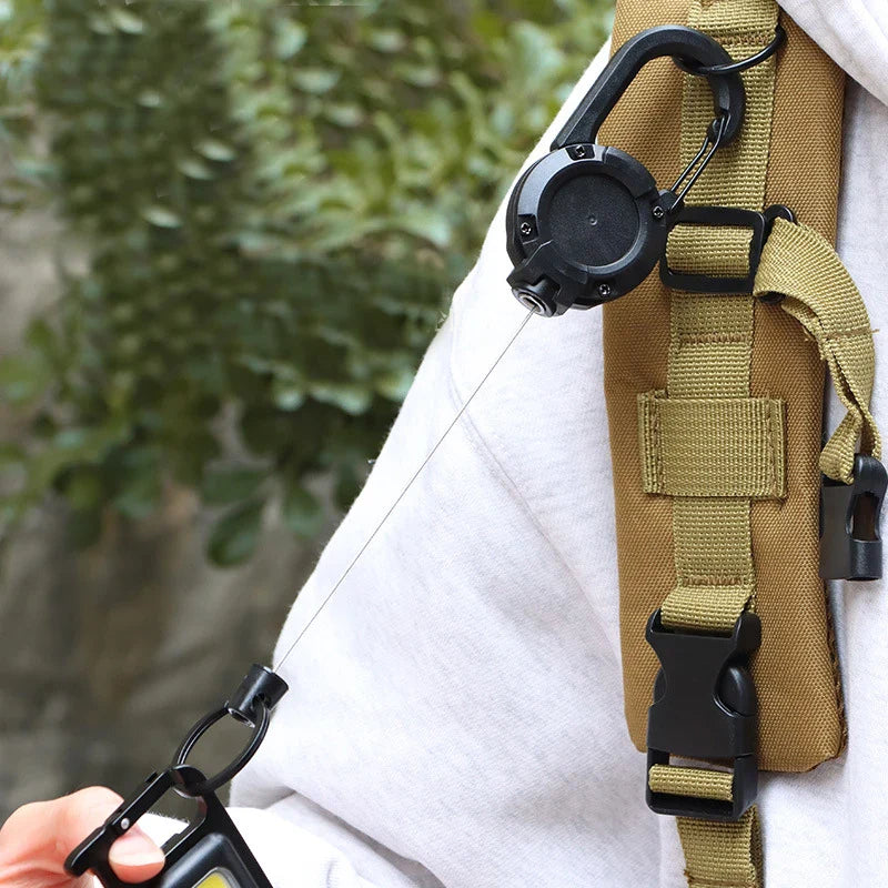 Heavy Duty Retractable Key Ring with Anti-Theft Metal Design and Easy-Pull Elastic Rope for Keys and Badges