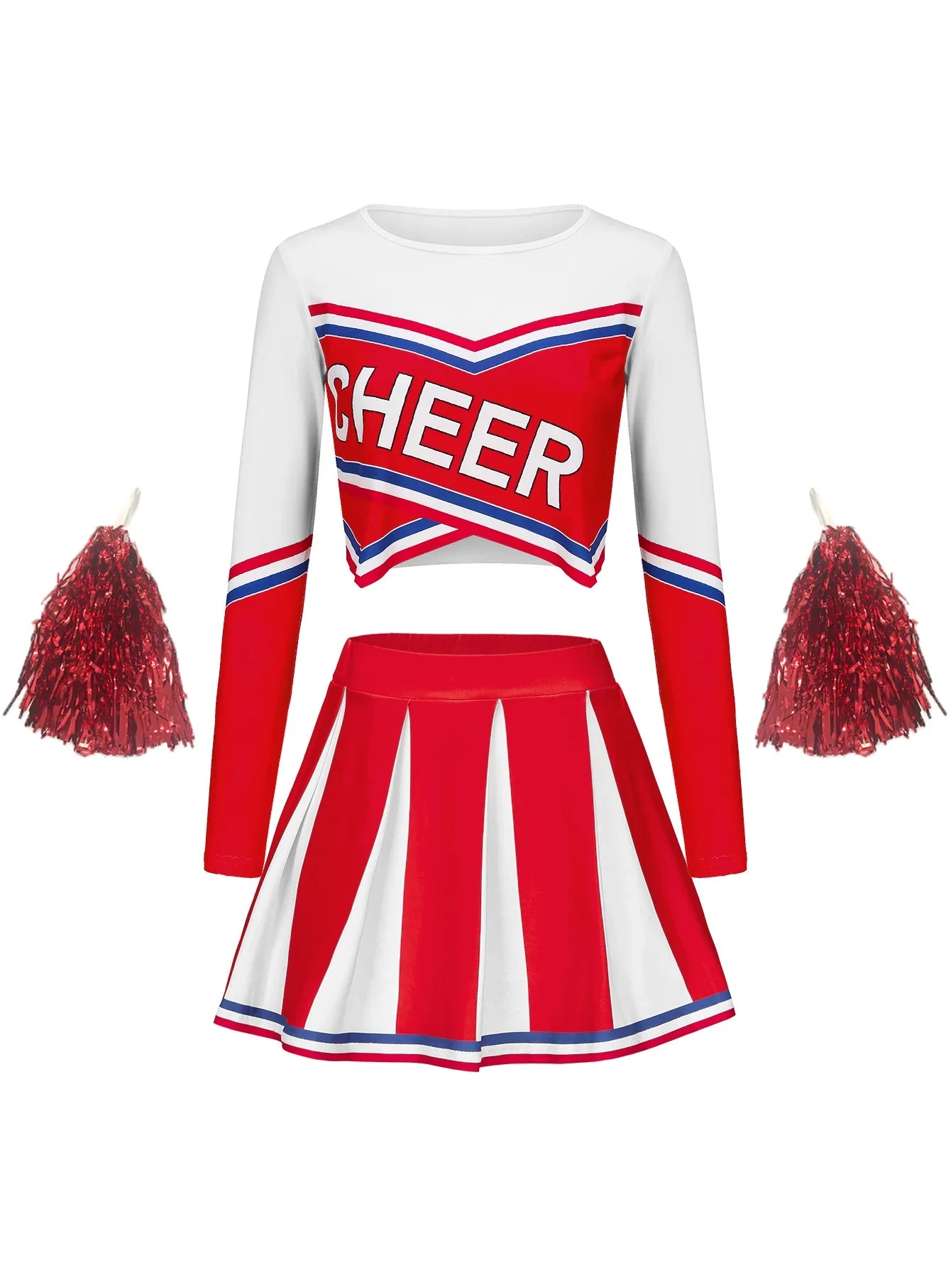 Womens Long Sleeve Cheerleader Dress for Stage Performance