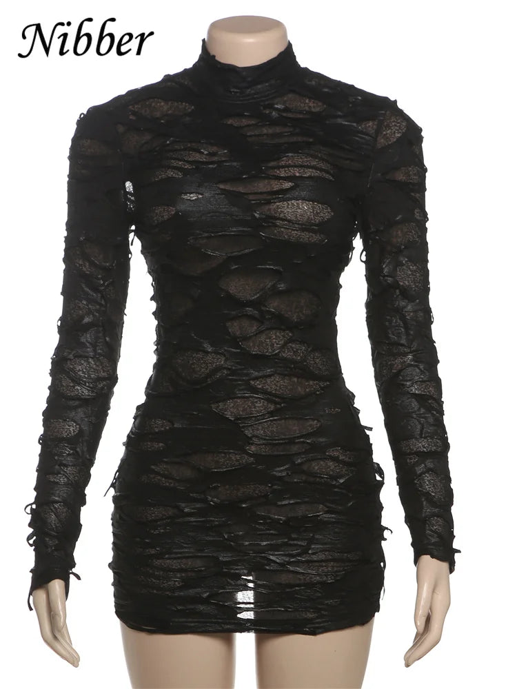 Distressed Backless See Through Bodycon Dress For Women