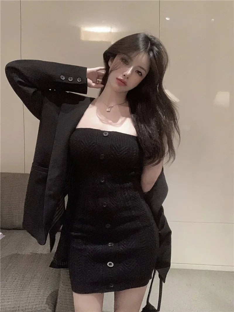 Off Shoulder Bodycon Dress Knit Ribbed Summer Streetwear