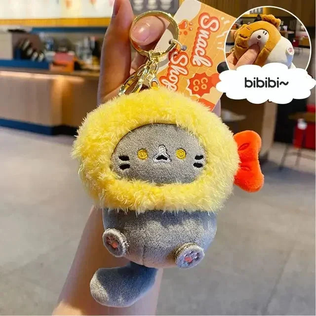 Cute Cocoa Cat Plush Keychain Pendant for Schoolbags and Dolls