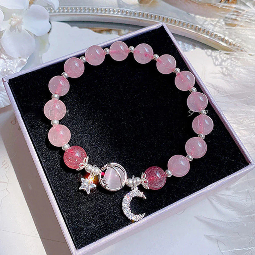 Starry Cat's Eye Stone Bracelet for Women with Grey Moonlight Star Crystal Design
