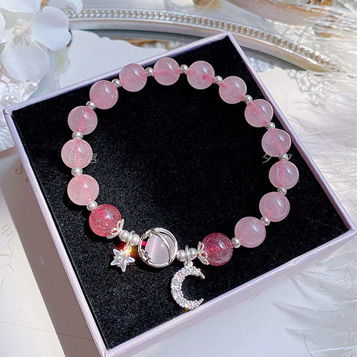 Starry Cat's Eye Stone Bracelet for Women with Grey Moonlight Star Crystal Design