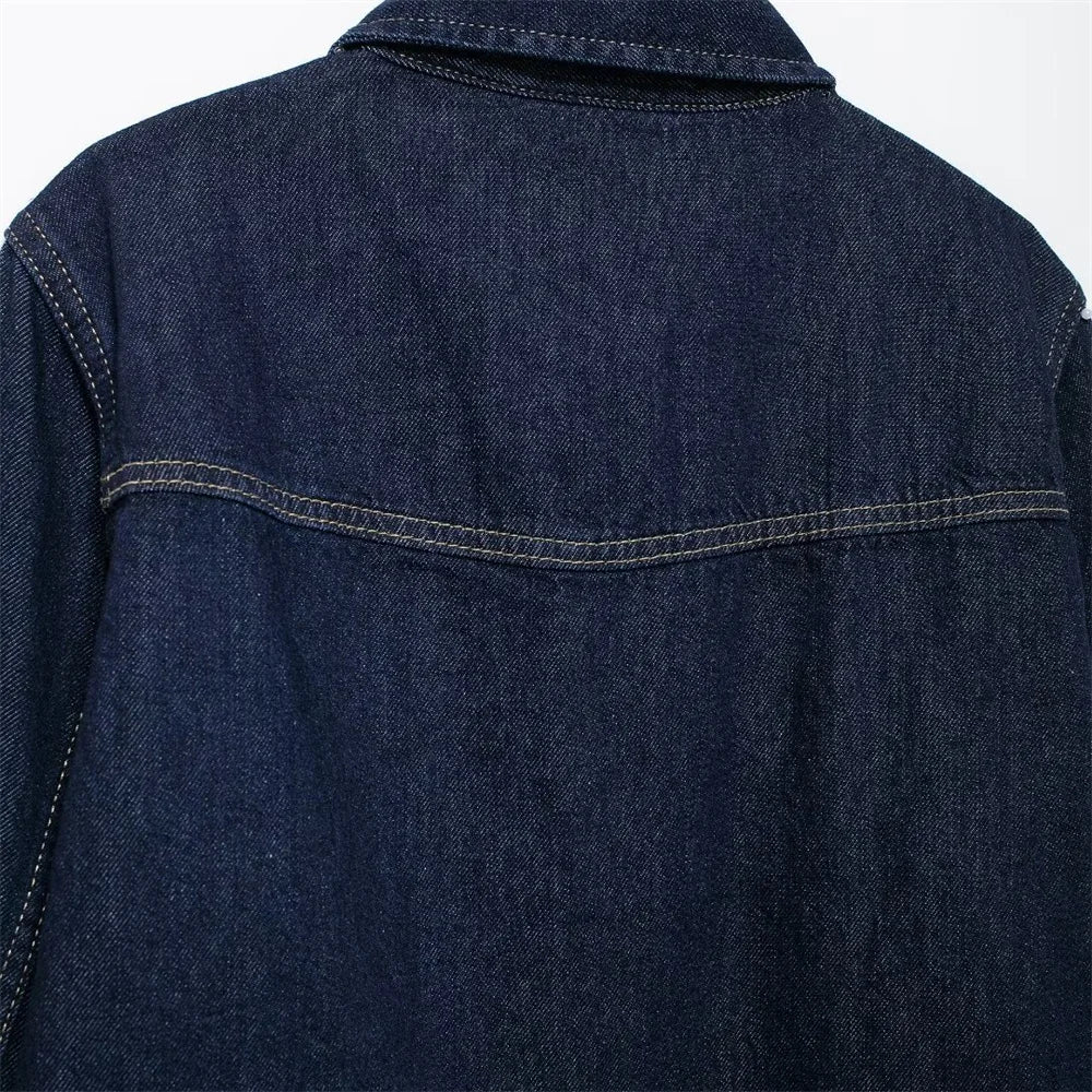 Autumn Casual Loose Cotton Denim Shirt and Pants Set for Effortless Style