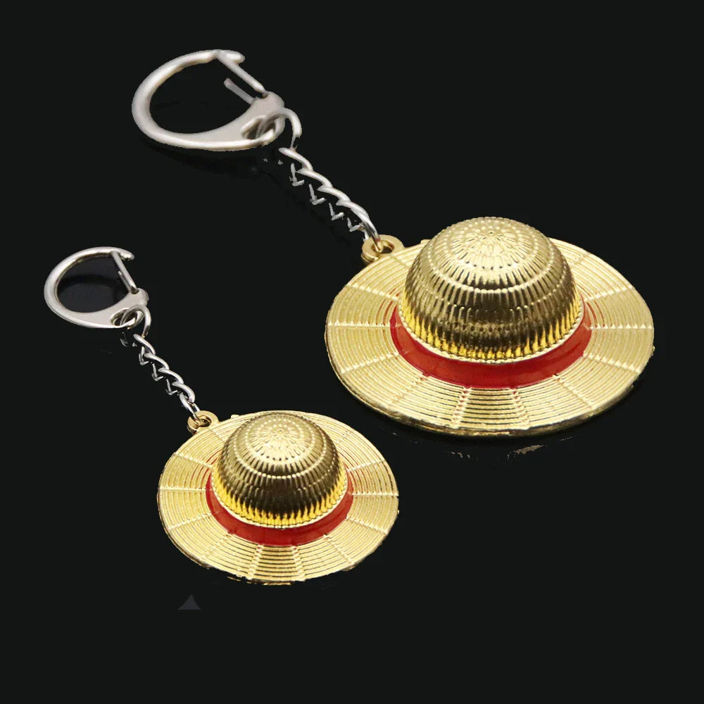 Classic Anime Keychain Straw Hat Pendant Metal Keychain for Cosplay and Collectors