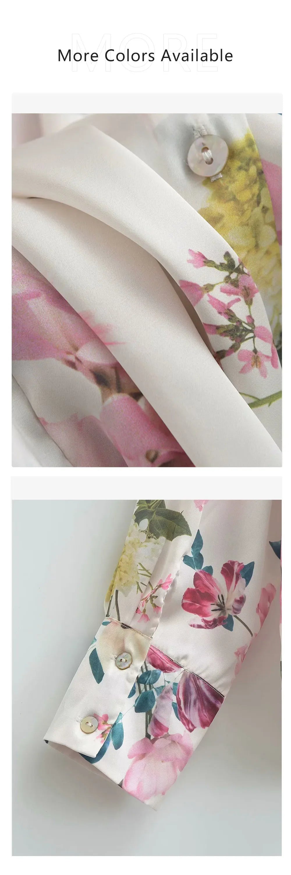 Loose Fit Women's Silk Satin Printed Shirt Versatile Three-Dimensional Slimming Texture for Spring and Summer