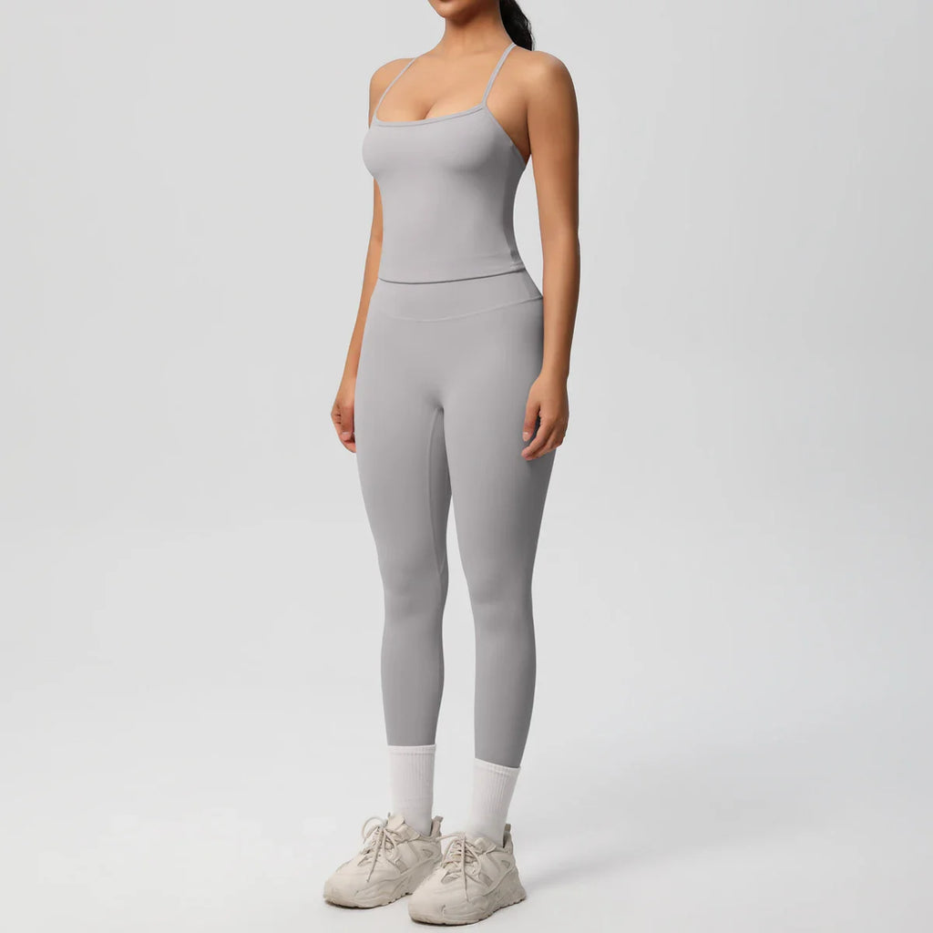 2PCS Nude Feeling Yoga Set for Women Push Up Sport Bra and High Waist Leggings Fitness Running Workout Tracksuit Activewear