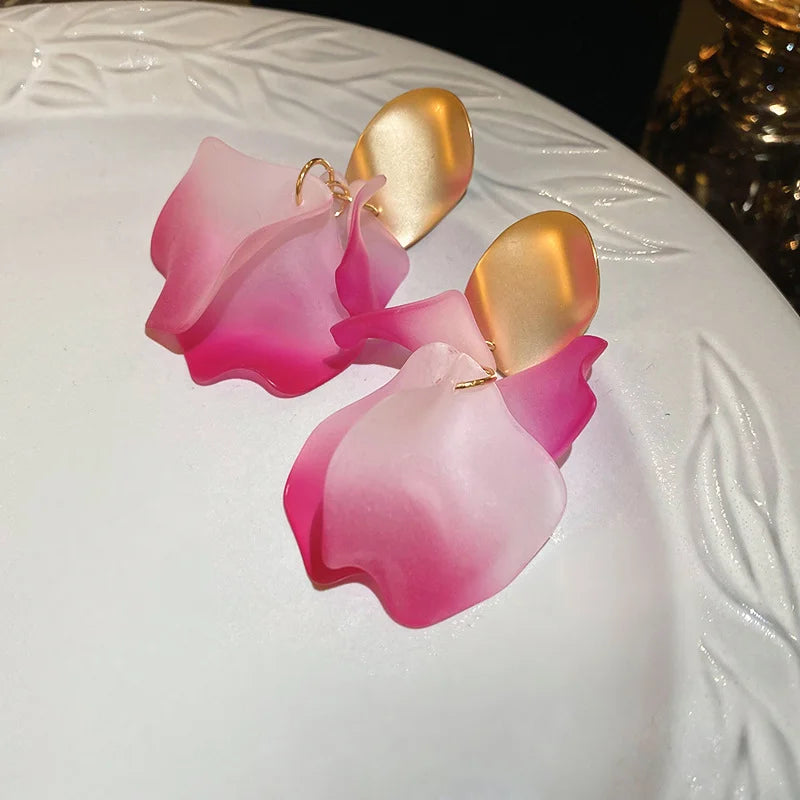 Stylish Multicolored Flower Earrings for Women Delicate Petal Tassel Stud Earrings Perfect for Everyday and Party Accessories