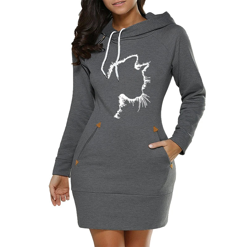 Casual Midi Dress With Hooded Zipper Neckline Everyday Style