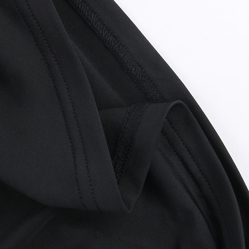 Sheer Black Bodycon Dress For Women Long Sleeve Patchwork