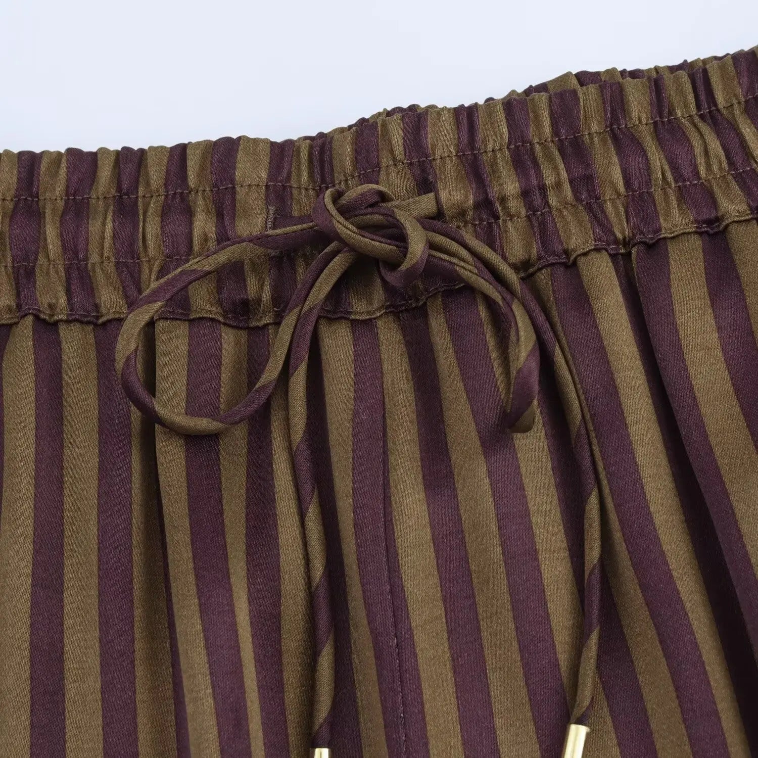 Women's Striped Long Sleeve Shirt with Collar and Striped Casual Pants for Spring Fashion