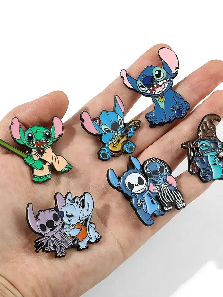 Lilo and Stitch 5 Piece Cartoon Brooch Set Cute Animal Enamel Pins for Backpack and Fashion Accessories