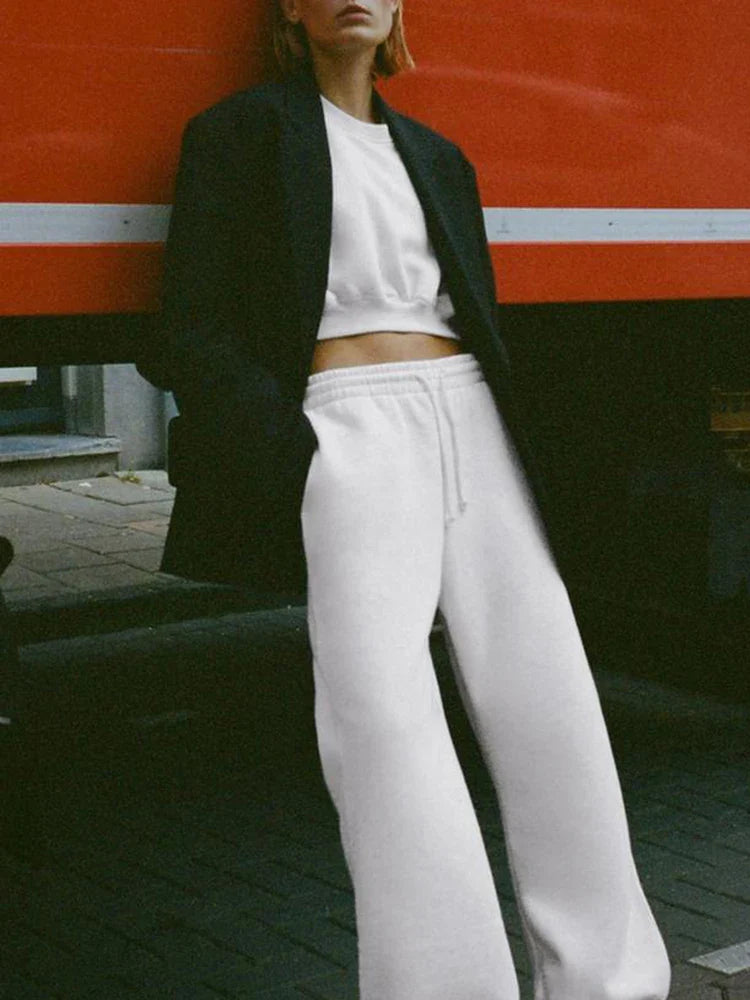 Women's Casual Sweater Pants Suit for Fall and Winter Elegant Sportswear Set