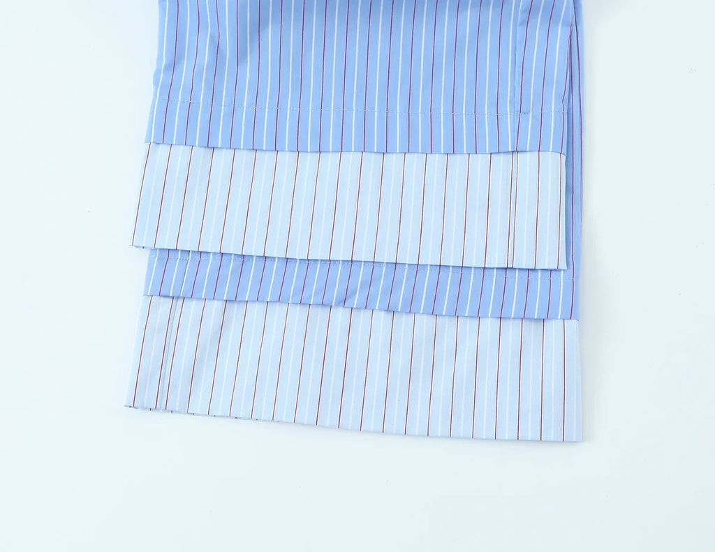 Fashionable Stripe Shirt and Wide Leg Pants Set for Women Casual Spring Outfit