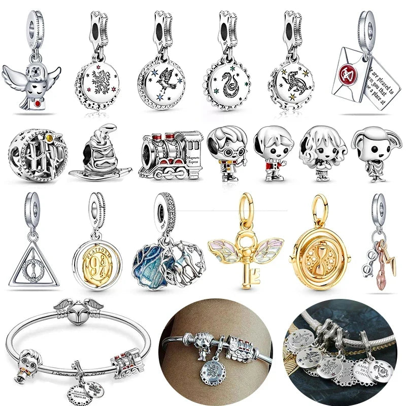 925 Sterling Silver Hat Flower Fairy Charm Bead for DIY Jewelry Bracelets and Pendants