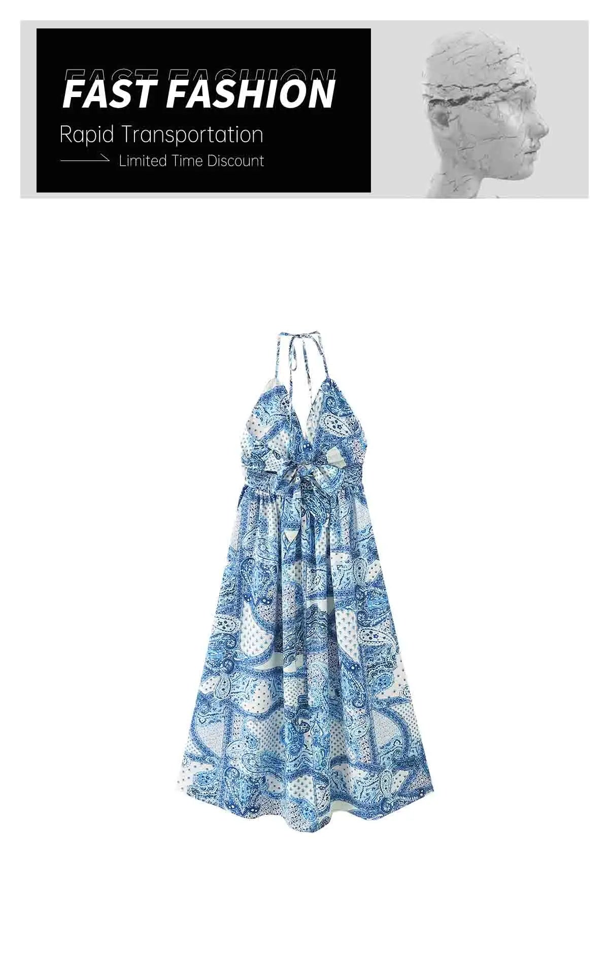 Summer Open Back Dress With V Neck Sling For Women Casual