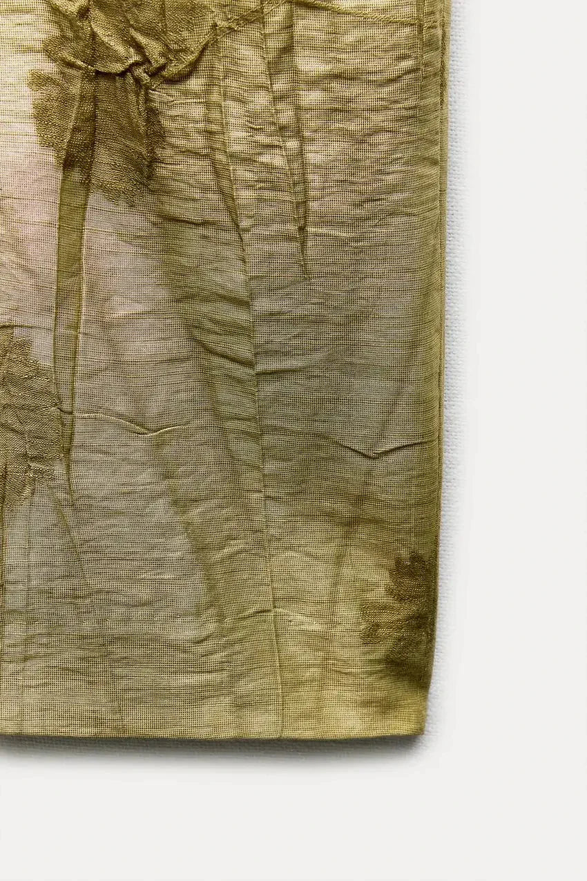 Jacquard Shirt Pants Suit for Women with Lapel Half Sleeve and Pockets, Wide Leg Pant Set for Summer Streetwear