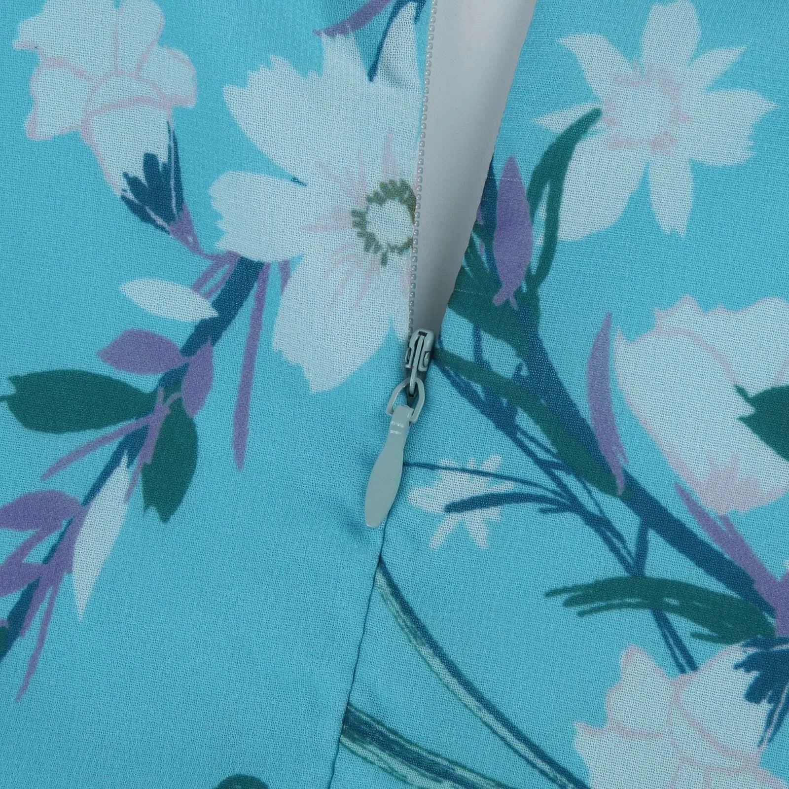 V Neck Floral Chiffon Maxi Dress With Ruffle Short Sleeves