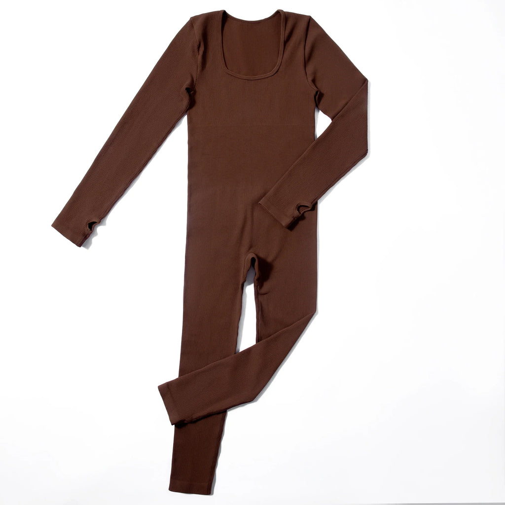 Bodycon Slim Fit Zipper Jumpsuit for Women Casual Brown Fitness Romper Streetwear Playsuit Overall
