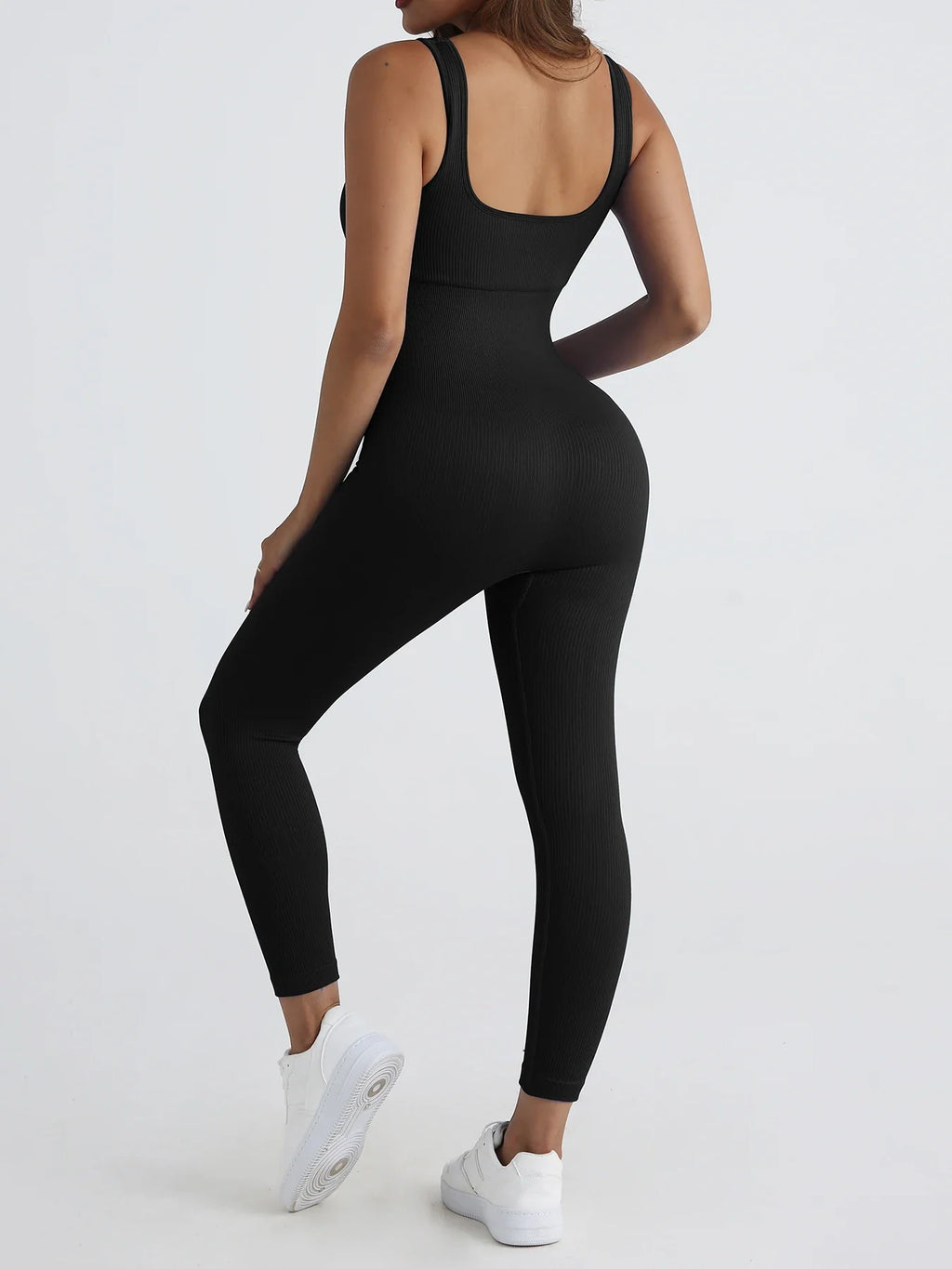 Women's Fitness Seamless Sleeveless Jumpsuit with Corset Waist Casual Outdoor One-Piece Overalls Pants Set