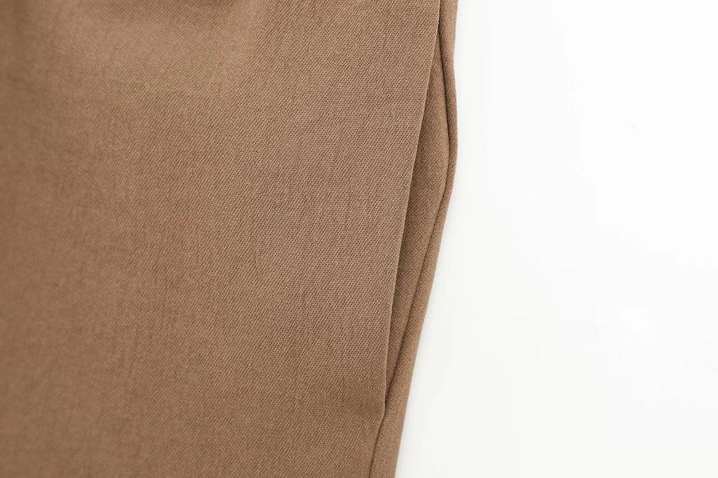 Safari Style Long Sleeve Drape Shirt and High Waist Pants Suit for Women