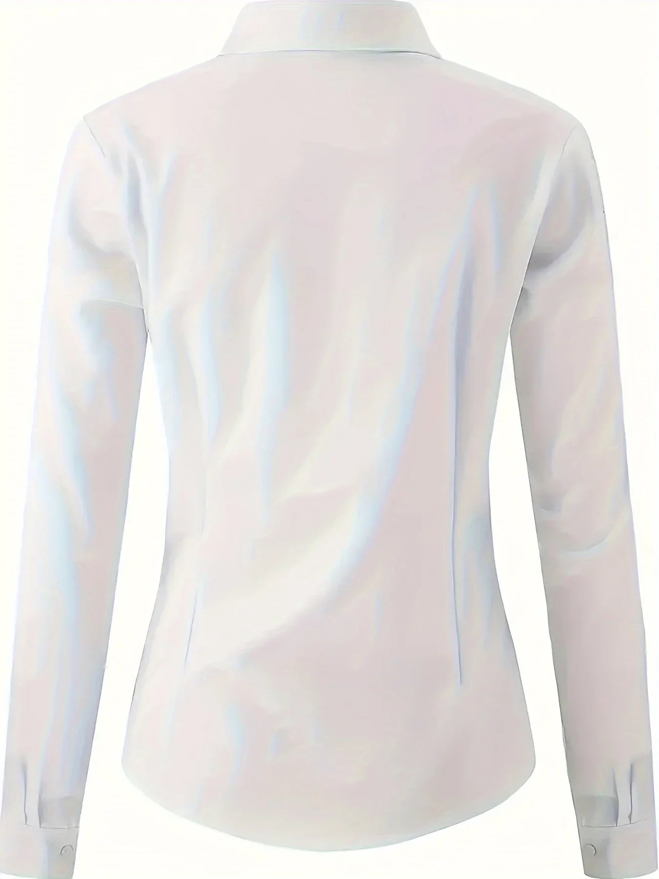 Solid Button Front Shirt Elegant Long Sleeve Lapel Blouse Lightweight Basic Top for Spring and Fall Women's Fashion Office Casual Wear