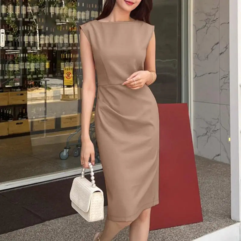 Knee Length Sleeveless Bodycon Sundress For Summer Party