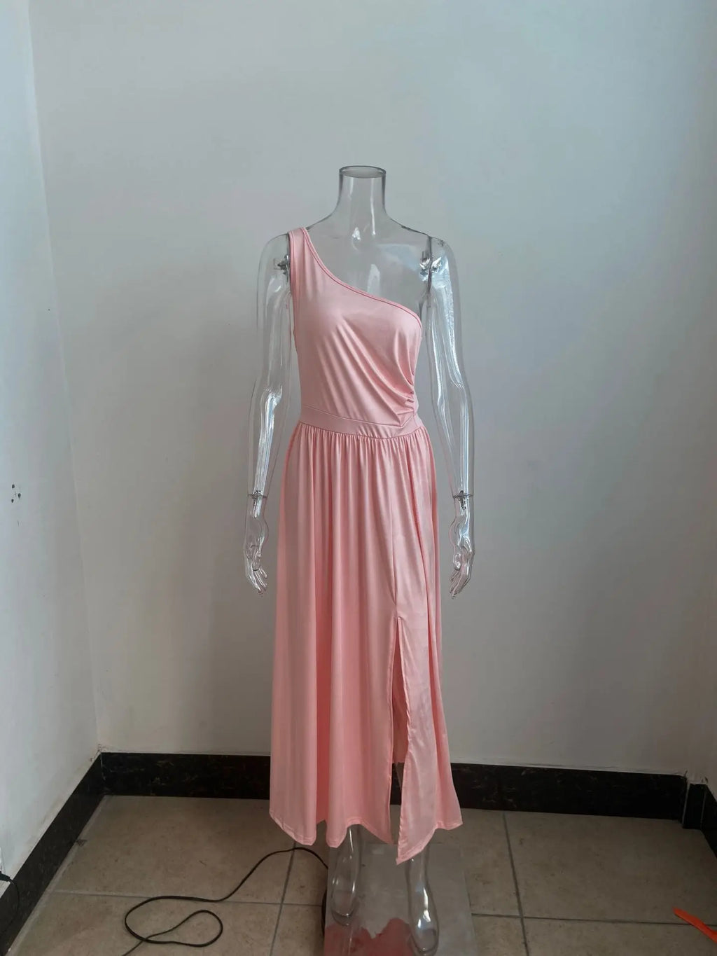 One Shoulder Slit Maxi Dress Elegant Evening Gown For Women