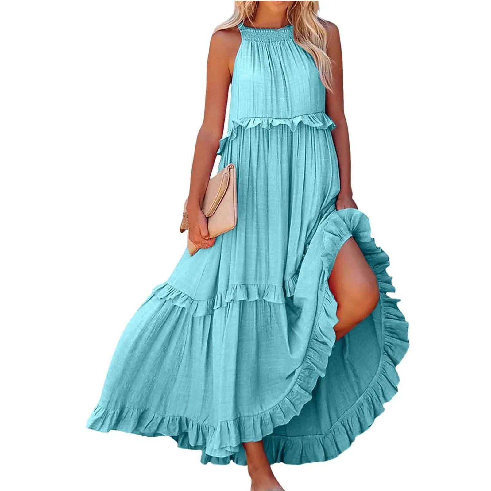 Women Summer Maxi Dress Lightweight Beach Swing Dress