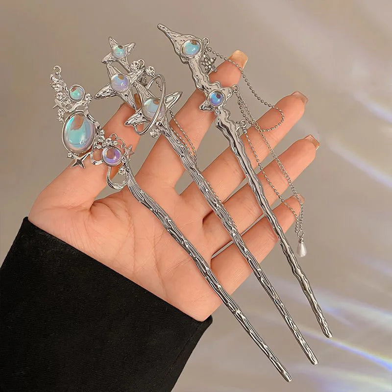 Fashion Chinese Style Hair Stick with Moonstone for Women's Romantic Hair Clip Accessories