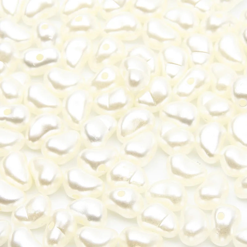 100pcs 7x10mm Irregular Beige Acrylic Pearl Beads for Jewelry Making and DIY Bracelet Necklace