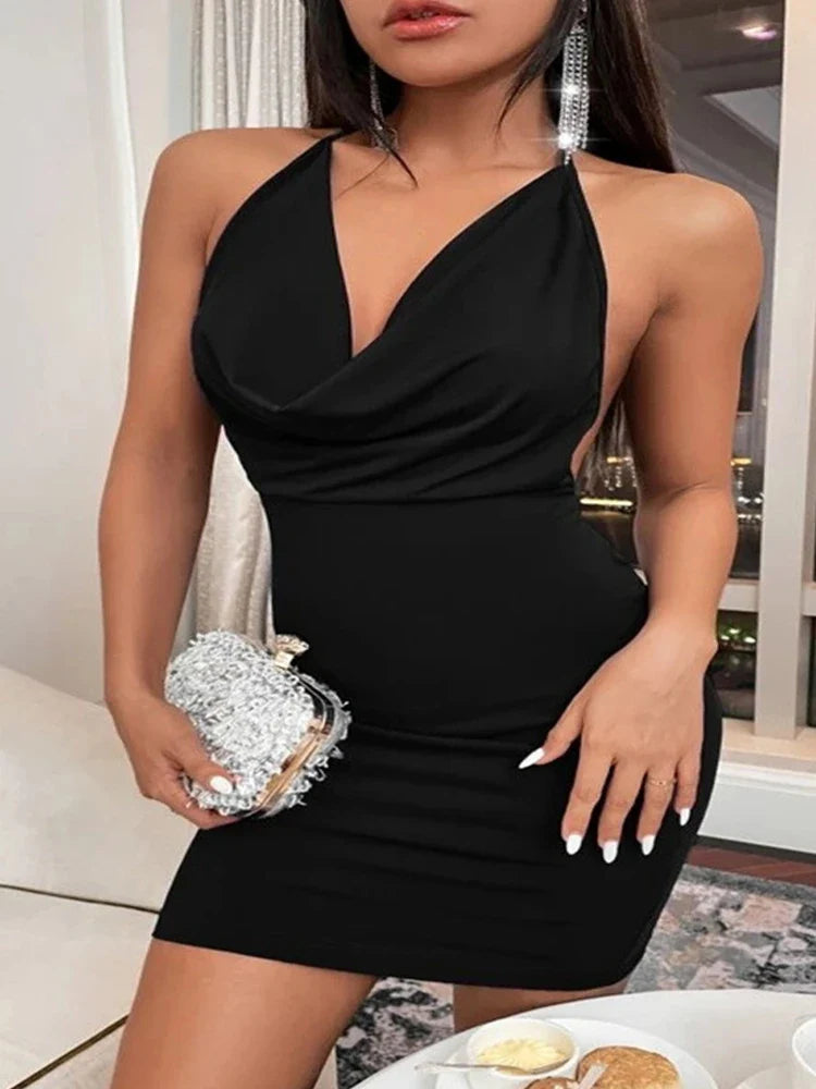 Chic Short Butterfly Dress With Tie Back and Side Split